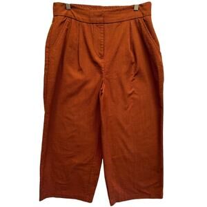 Nine West Rust‎ Wide Leg Women Crop Pleated Pockets Beachy Boho Lagenlook Med